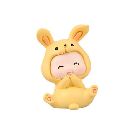 Rabbit Animal Figure Toys Ornament Car Console Dashboard Decor Car Home Room - Aimall