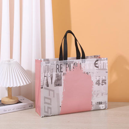 25x Fashion Non Woven Tote Bags Reusable Shopping Bags Clothing Store Pink