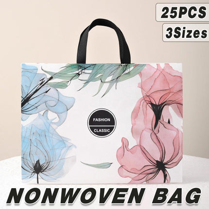 25x Fashion Non Woven Tote Bags Reusable Shopping Bags Clothing Store Blue and Pink