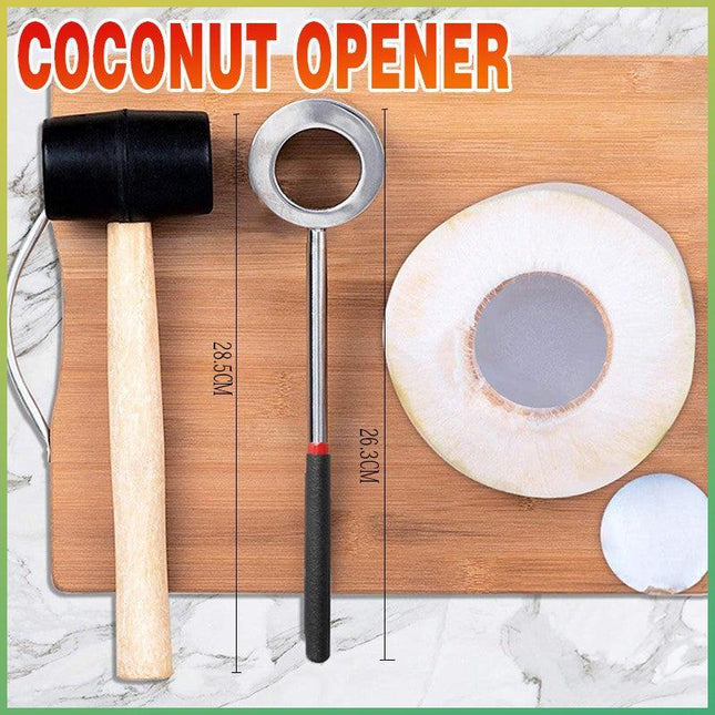 Coconut Opener Stainless Steel Puncher Driller Drill Rubber Cutter Hammer Tool - Aimall