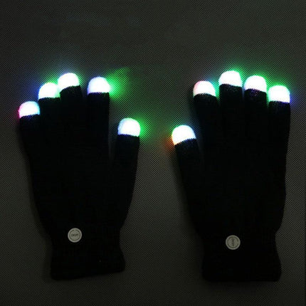 1Pair Rainbow Flow LED Light Black Glove Rave Party Glow Games Night mode Glove - Aimall