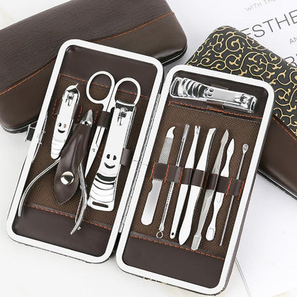 12PCS Set Manicure Pedicure Stainless Nail Clippers Kit Cuticle Grooming Case - Aimall