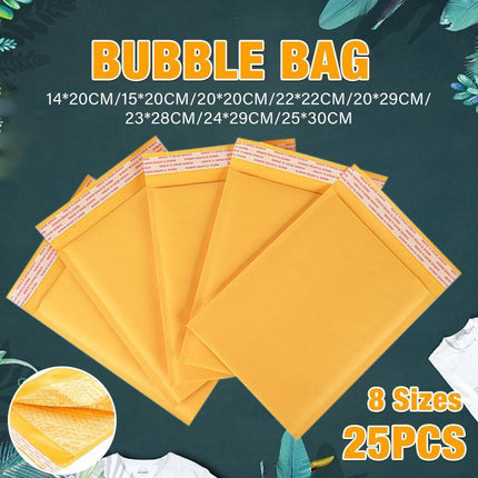 25PCS Poly Bubble Mailer Yellow Colour Multi-Size Plastic Padded Bag - Aimall