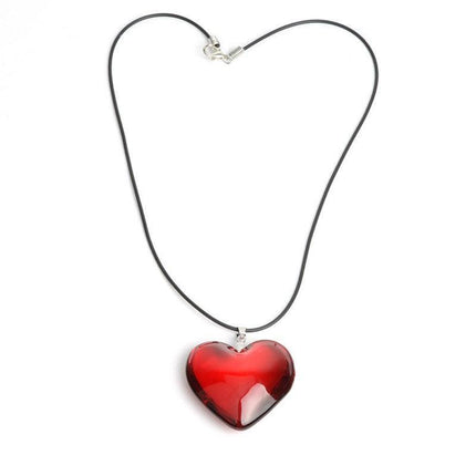 New Red Heart Love Crystal Glass Necklace Bead Pendant Woman Necklace 43mm - Aimall