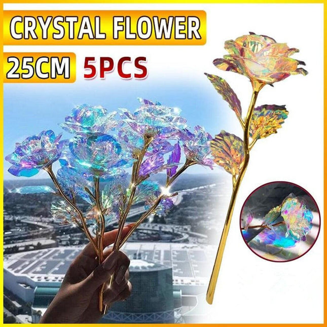 5PCS Luminous Rose Unique Gifts for Women Galaxy Crystal Flower Gift for Women - Aimall