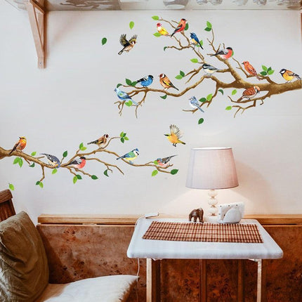 130*65CM Removable Wall Stickers Birds on Tree Branch Wall Decor Decal Home - Aimall