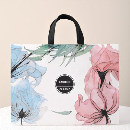 25x Fashion Non Woven Tote Bags Reusable Shopping Bags Clothing Store Blue and Pink