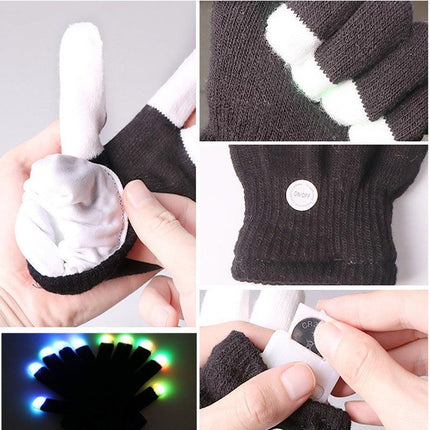 1Pair Rainbow Flow LED Light Black Glove Rave Party Glow Games Night mode Glove - Aimall