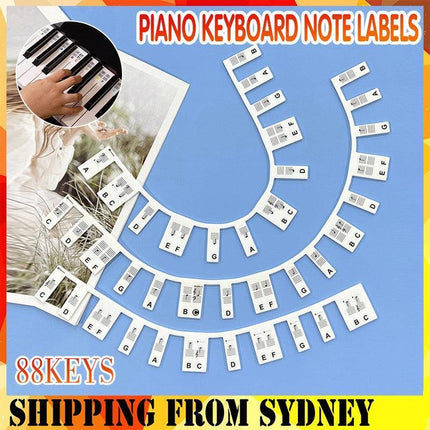 Removable Piano Keyboard Note Labels Reusable Silicone Stickers 88 Keys - Aimall