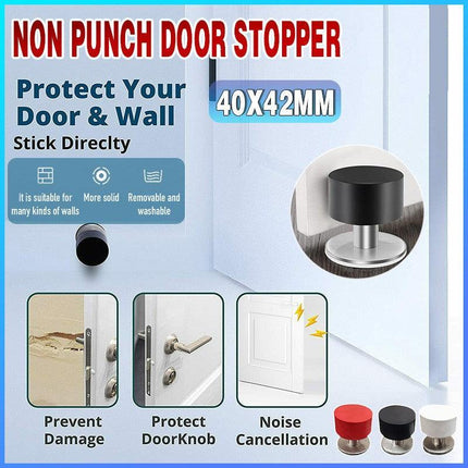 Non Punch Door Stopper Self Adhesive Heavy Duty Stainless Steel Rubber Stopper - Aimall