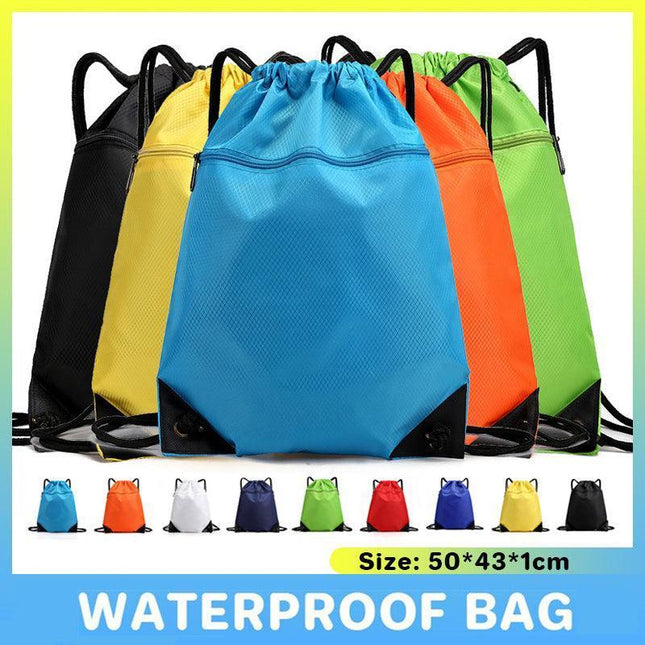 Women Mens Drawstring Backpack Bag Gym Sports Sack Portable Shoe Balls Bags - Aimall