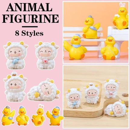 Creative Mini Cartoon Lamb Resin Figurines Duck Ornament Statue Miniatures - Aimall