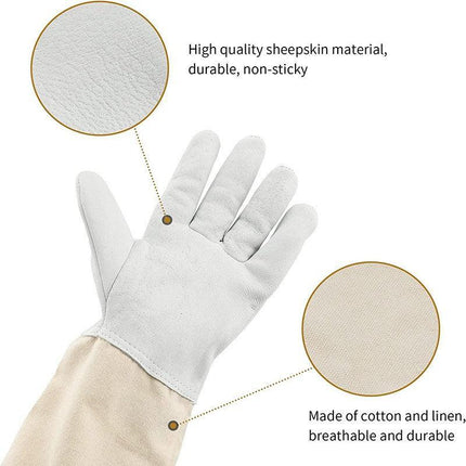 Goatskin Protective Bee Keeping & Vented Long Sleeve Beekeeping Gloves - Aimall