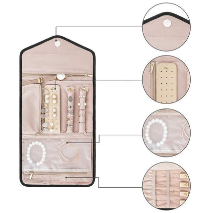 Periea Travel Jewellery Roll -Jewellery Travel Pouch Portable Case Box Organiser - Aimall