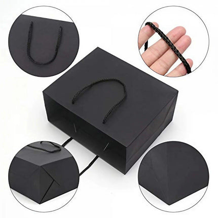 150PCS Bulk Black Paper Bags Gift Shopping Carry Craft Bag with Cutton Handles - Aimall