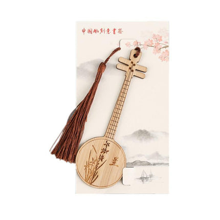 Chinese Style Bass Book Folder Book Clip Bamboo Bookmark Guitar Bookmark Lable - Aimall