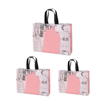 25x Fashion Non Woven Tote Bags Reusable Shopping Bags Clothing Store Pink