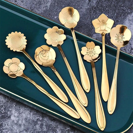 8x Spoon Long Handle Dessert Tea Coffee Mixing Spoon Stainless Steel Teaspoon - Aimall
