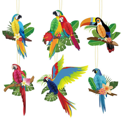 6/9/12pcs Parrot Charm Party Decoration Props Tropical Theme Decor Accessories