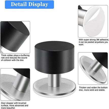 Non Punch Door Stopper Self Adhesive Heavy Duty Stainless Steel Rubber Stopper - Aimall