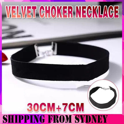 Black Velvet Choker Necklace - Perfect For The 90'S Grunge Look! - Aimall