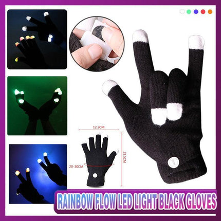 1Pair Rainbow Flow LED Light Black Glove Rave Party Glow Games Night mode Glove - Aimall