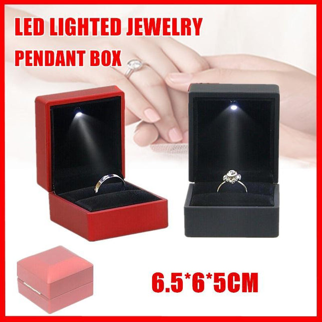 LED Lighted Jewelry Pendant Box Case Jewellery Display Gift Storage - Aimall