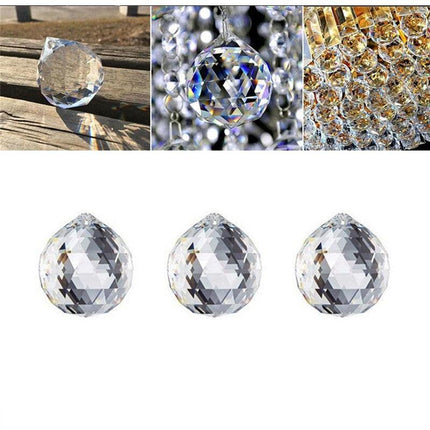 12PCS 30 MM Chandelier Clear Glass Prism Crystal Ball Pendant Sun-catcher - Aimall