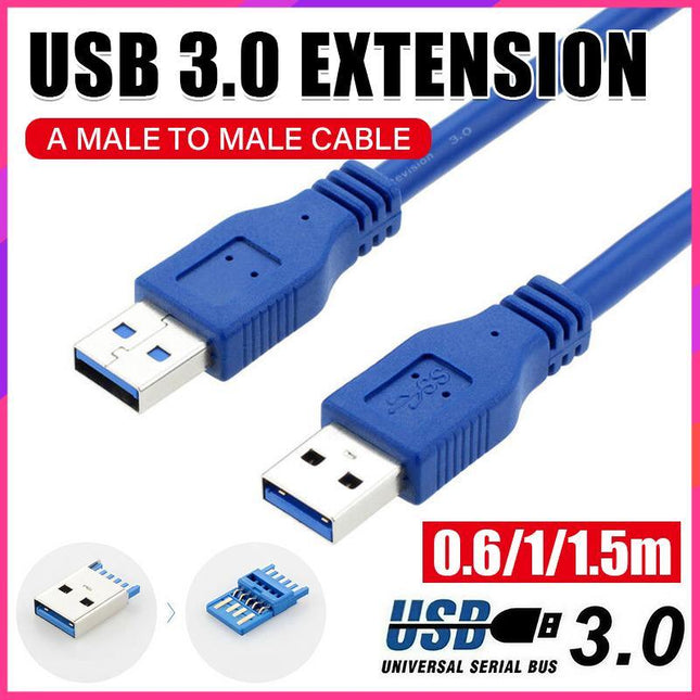 Fast USB 3.0 Super Speed Data Connection Cable Type A Male to A Male M-M Cord - Aimall