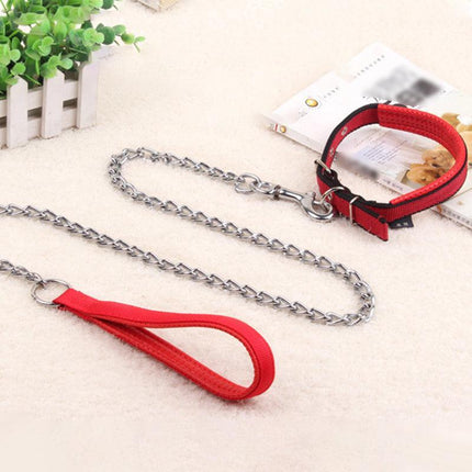 120CM Pet Dog Puppy Metal Chain Lead With Soft Padded Handle Leash Heavy Duty - Aimall