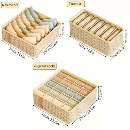 3pcs Underwear Socks Storage Box Wardrobe Organiser Compartmentalised Container