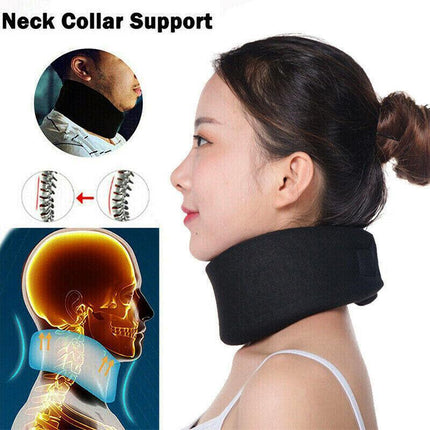 Soft Foam Neck Support Brace Cervical Device Collar Pain Traction Relief Black - Aimall