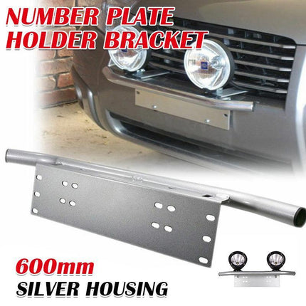 Ship Number Plate Bullbar Frame Driving Light Bar Car Mounting Bracket Silver - Aimall
