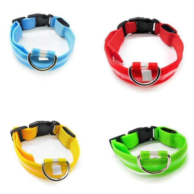 M Size USB Rechargeable LED Dog Collar Nylon Glow Flashing Light Up Safety Pet Collars - Aimall