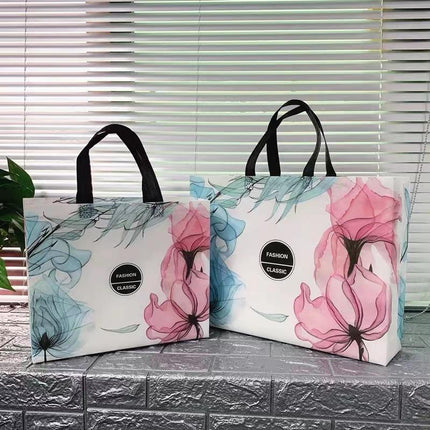 25x Fashion Non Woven Tote Bags Reusable Shopping Bags Clothing Store Blue and Pink