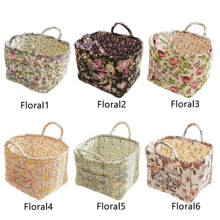 Portable Fabric Storage Basket Korean Pastoral Style Organizer for Home Sundries