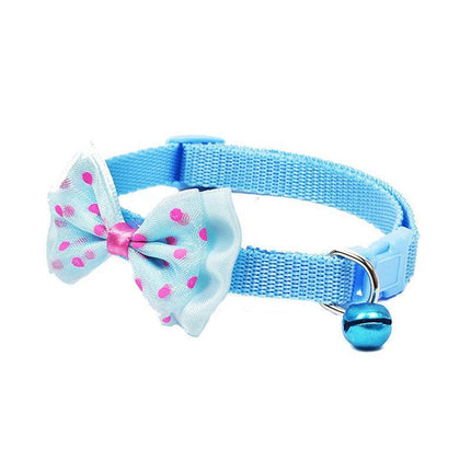 Bow Tie Cat Dog Kitten Collar with Breakaway Safety Release Buckle with Bell - Aimall