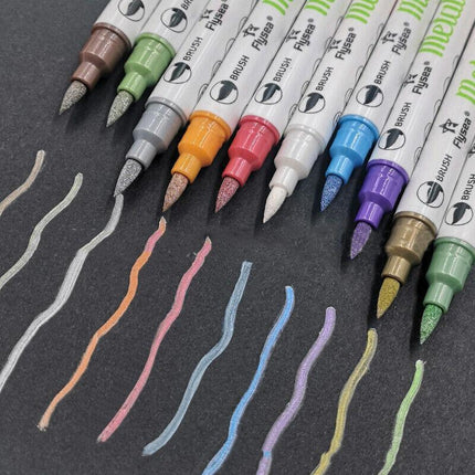 10 Colors Paint Pens Doodle Double Head Shimmer Markers Pens for Photo Album - Aimall
