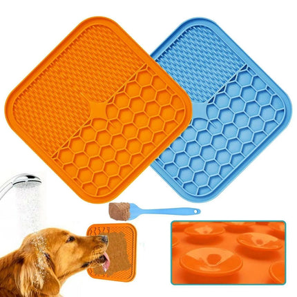 Silicone Pet Feeding Mat Slow Food Pads Dog Licking Pad Dispenser Plate 21*21*1cm - Aimall