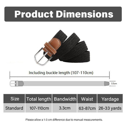 Belt For Men Elastic Waistband Canvas Buckle Braided Mens Woven Stretch Strar - Aimall