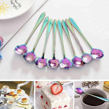 8x Spoon Long Handle Dessert Tea Coffee Mixing Spoon Stainless Steel Teaspoon - Aimall