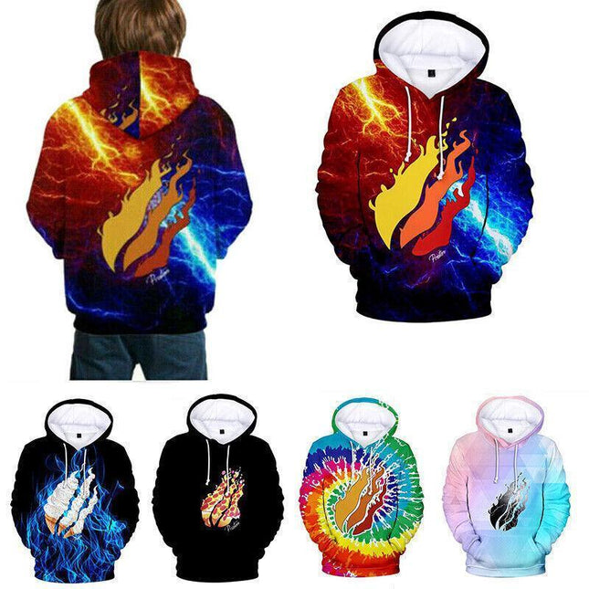 130CM Kids Boys Prestonplayz Flame Hoodie Sweatshirt Jumper Tops Gift 5-10 yrs - Aimall