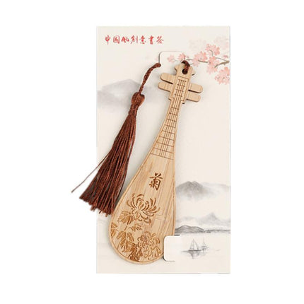Chinese Style Bass Book Folder Book Clip Bamboo Bookmark Guitar Bookmark Lable - Aimall