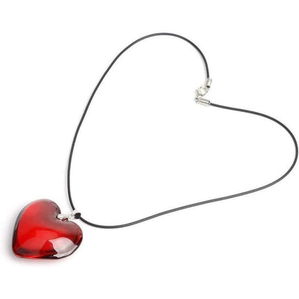 New Red Heart Love Crystal Glass Necklace Bead Pendant Woman Necklace 43Mm - Aimall