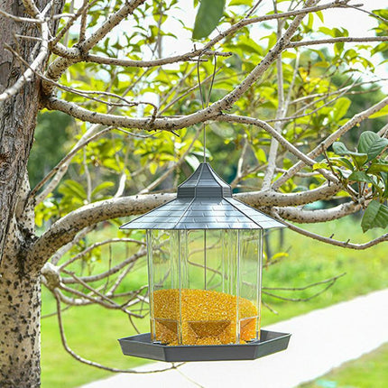 Garden Hanging Wild Bird Feeder Birds Gazebo Shape Container Waterproof Outdoor - Aimall