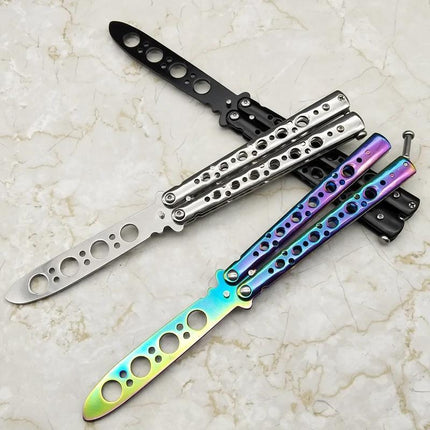 CSGO Rainbow Butterfly Knife Metal Folding Practice Trainer Training Tool - Aimall