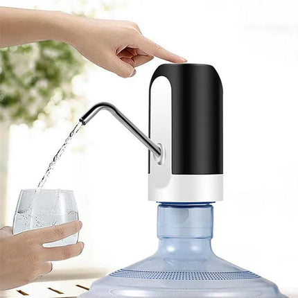 Electric Water Bottle Pump Dispenser Drinking USB Button Black White Drinking - Aimall