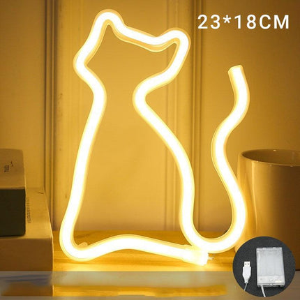 LED Rainbow Neon Sign Lights Bedside Night Light Lamp Kids Room Home Wall Decor - Aimall