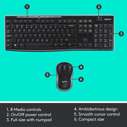 Logitech MK270 Wireless Touch Keyboard and Mouse Combo Black - Aimall