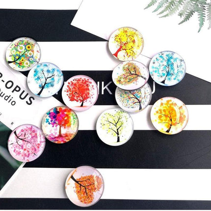 12PCS Tree Of Life Landscape Refrigerator Magnets Glass Stickers Whiteboard - Aimall